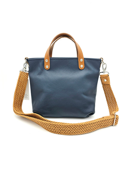 Ledertasche Karin - Blau & Cognac