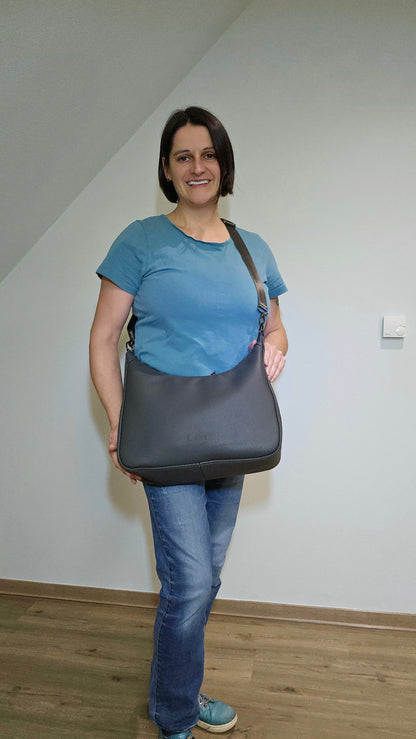 Ledertasche Bea in Dunkelgrau