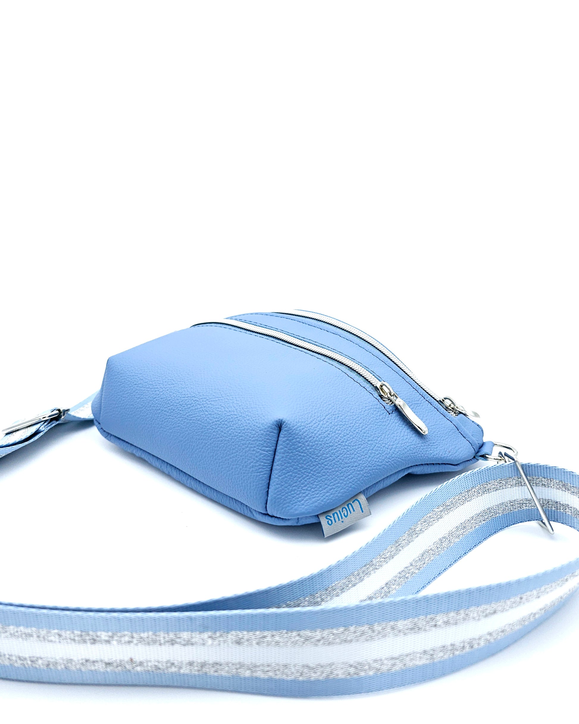 Ledertasche Clivia, hellblau, Seitenansicht