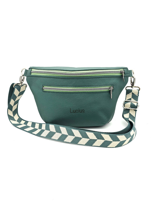 Crossbody Bag Big Clivia Dunkelgrün & schwarz metallic