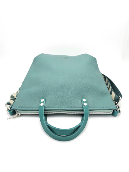 Totebag Katja in Minttürkis/ Petrol,  liegend von vorne 