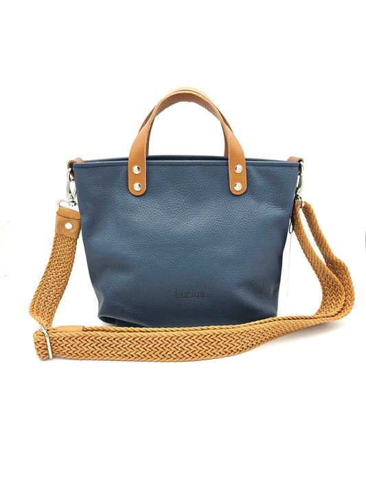 Ledertasche Karin - Blau & Cognac