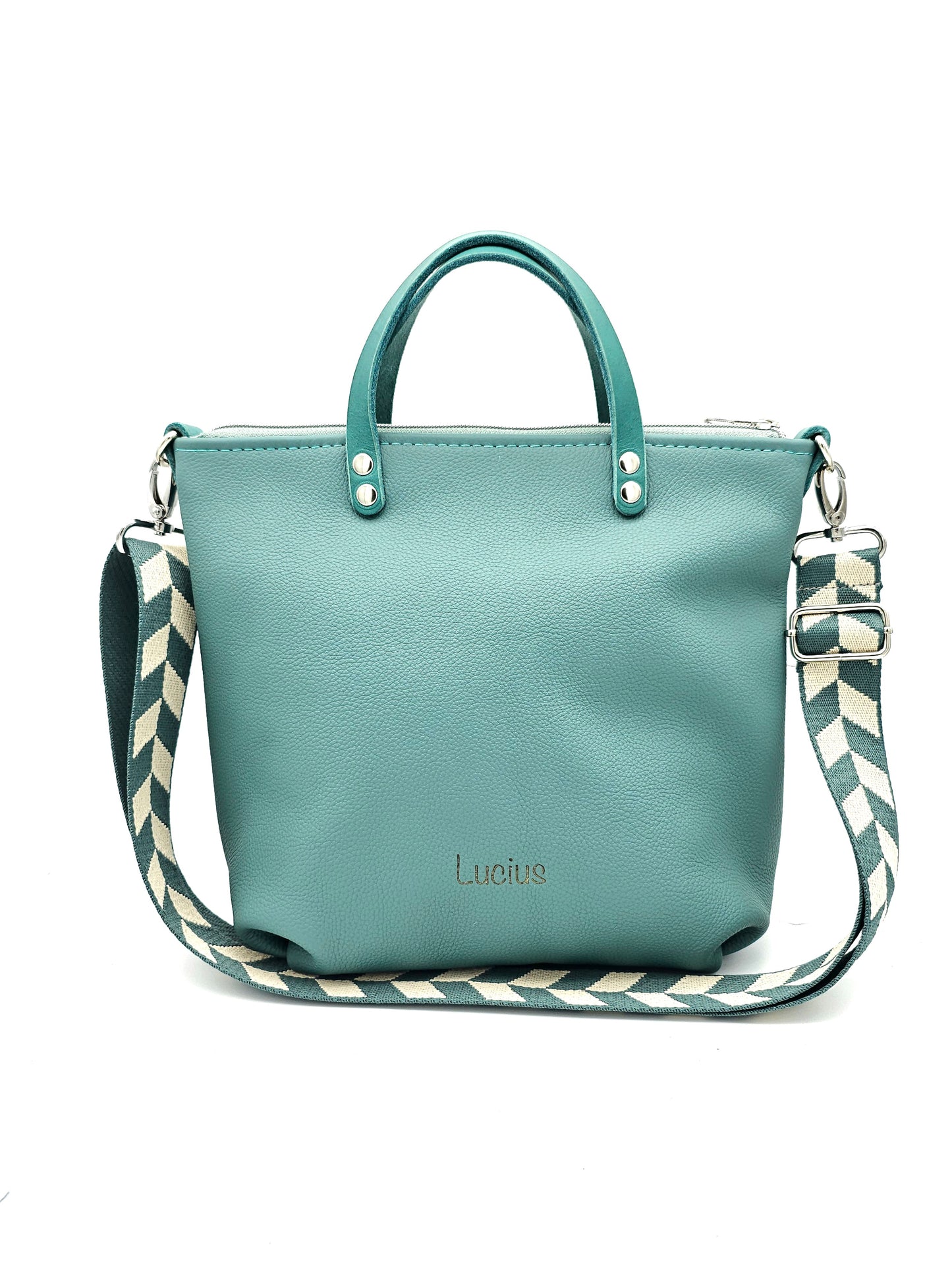 Totebag Katja in Minttürkis/ Petrol,  Foto von vorne 