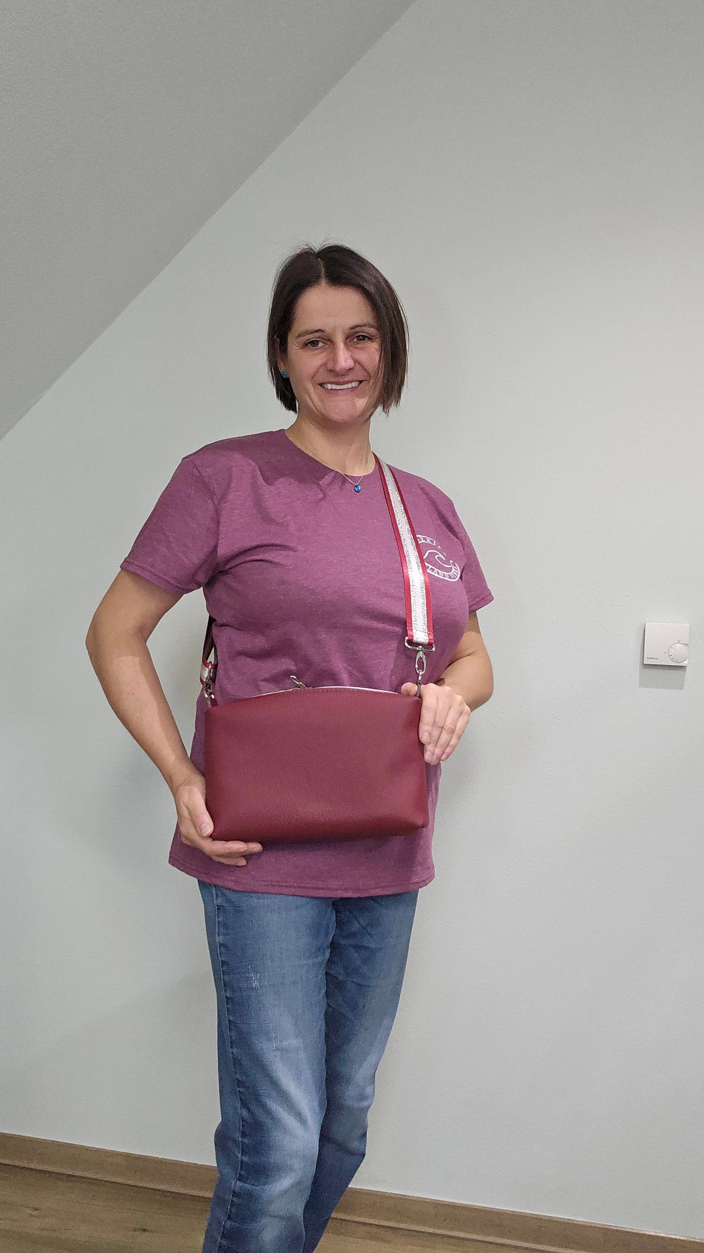 Lederhandtasche Anke in Weinrot