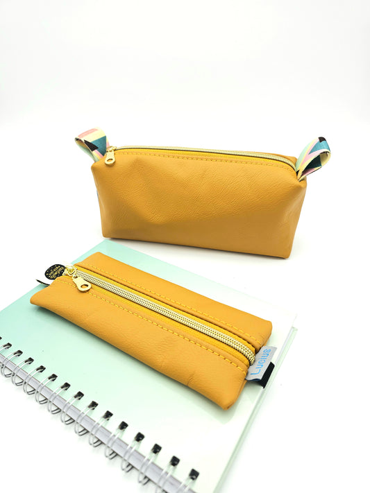 Set Stiftemäppchen & Schlampertasche Senfgelb