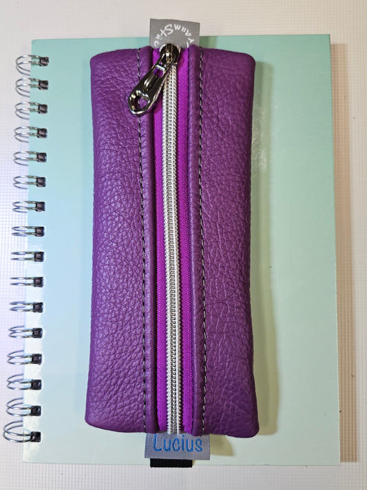 Stiftemäppchen aus Echtleder in Lila