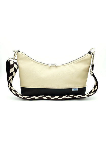 Hobobag Levka, cremebeige mit dunkelbraun, von vorne
