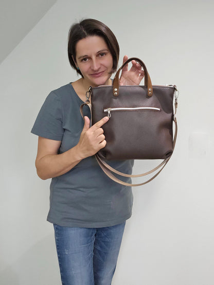 Totebag Katja in Dunkelbraun & Cognac