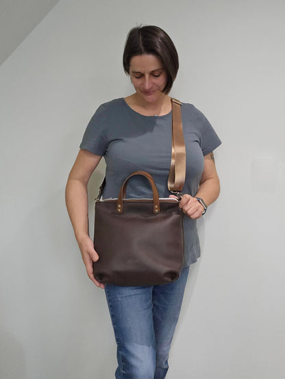 Totebag Katja in Dunkelbraun & Cognac