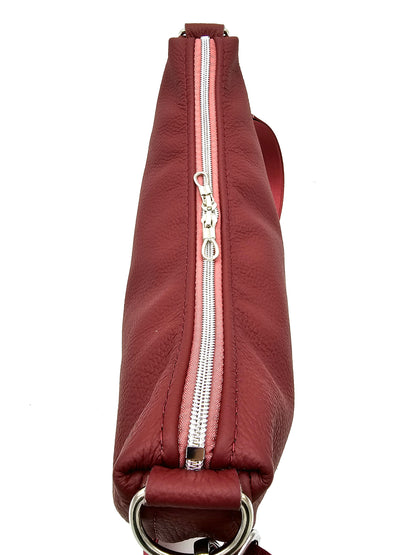 Moonbag Moni in Weinrot,  Details Reißverschluss 