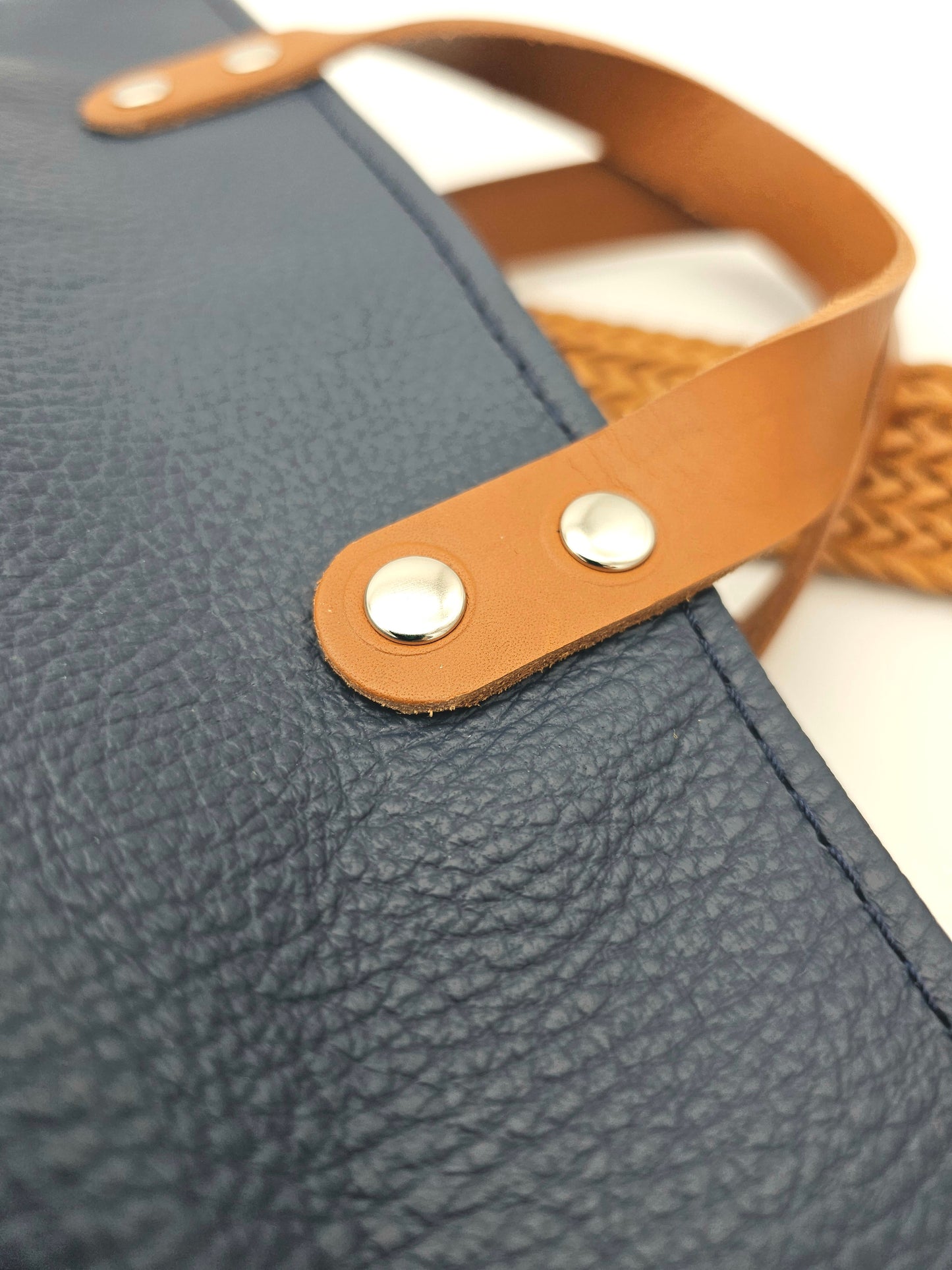 Ledertasche Karin - Blau & Cognac