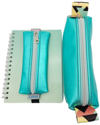 Set Stiftemäppchen & Schlampertasche in Türkis metallic