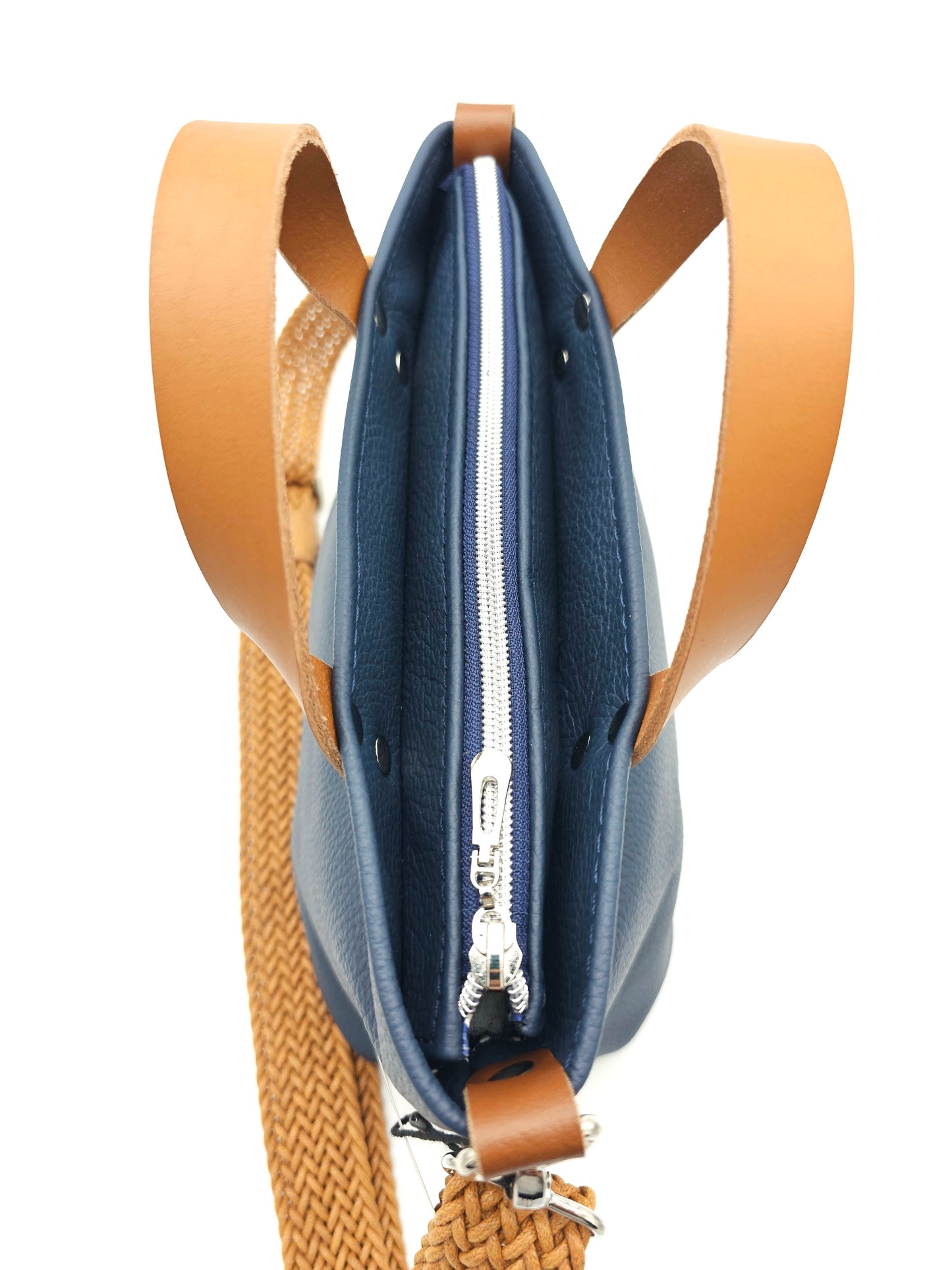 Ledertasche Karin - Blau & Cognac