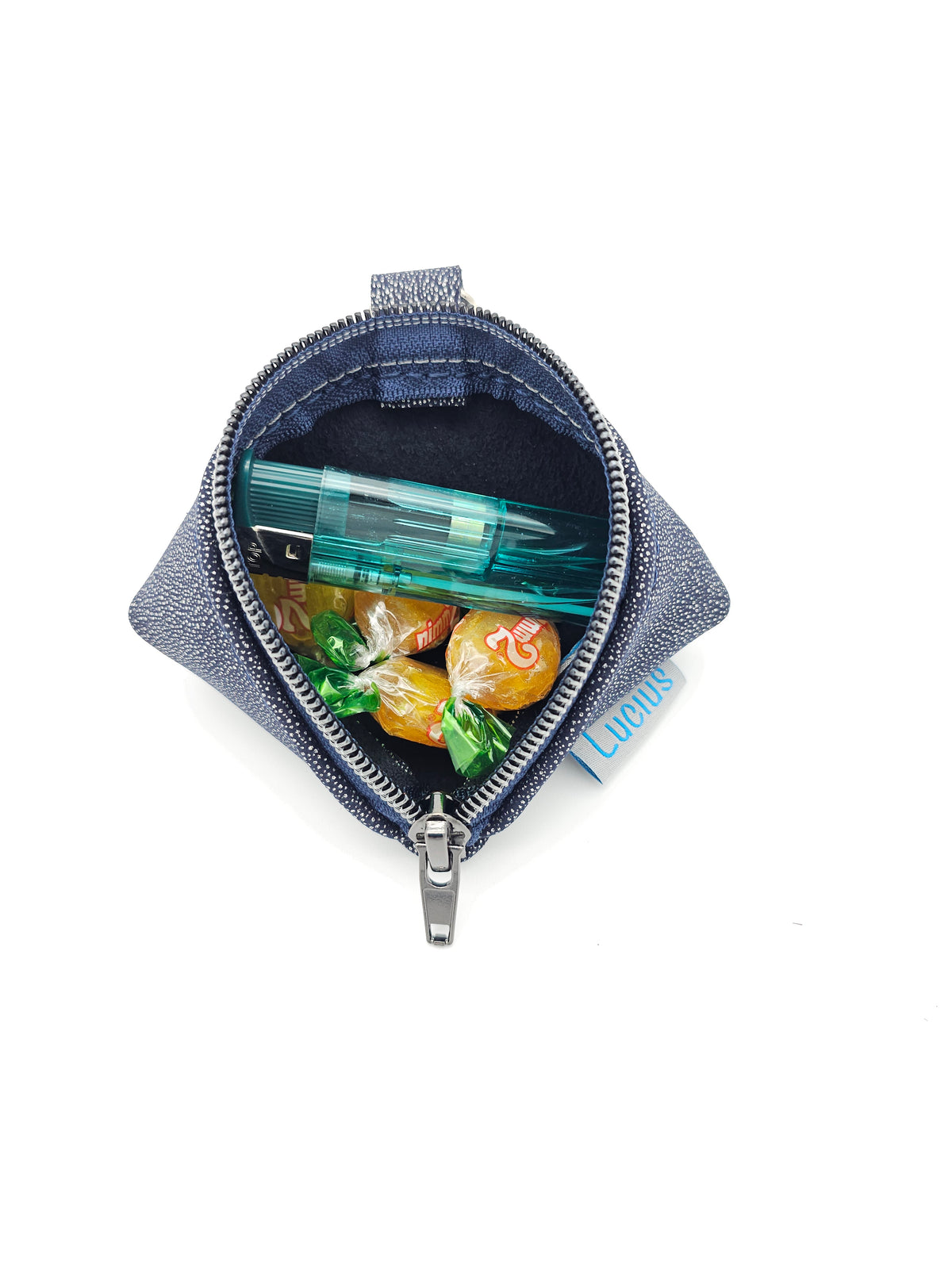 Schlüsselanhänger / Taschenbaumler in Dunkelblau & Glitzer