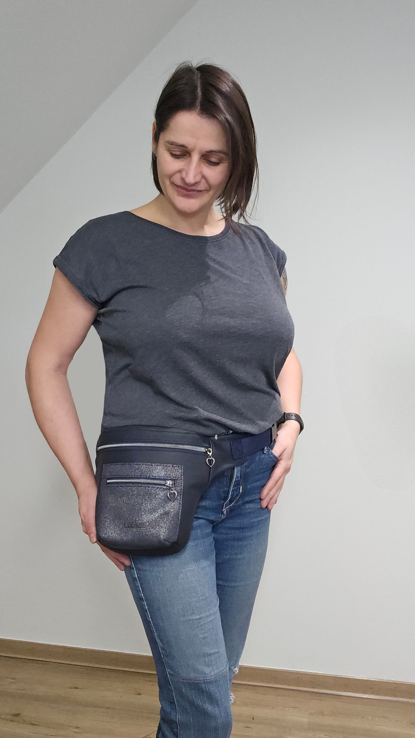 Hipbag Dunkelblau mit Glitzer