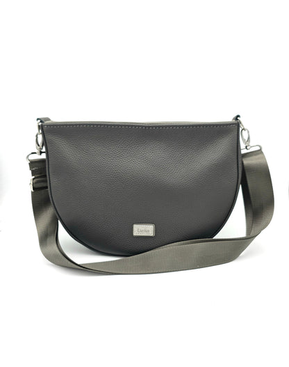 Ledertasche Sine in Dunkelgrau, halbrund & handgemacht – LUCIUS