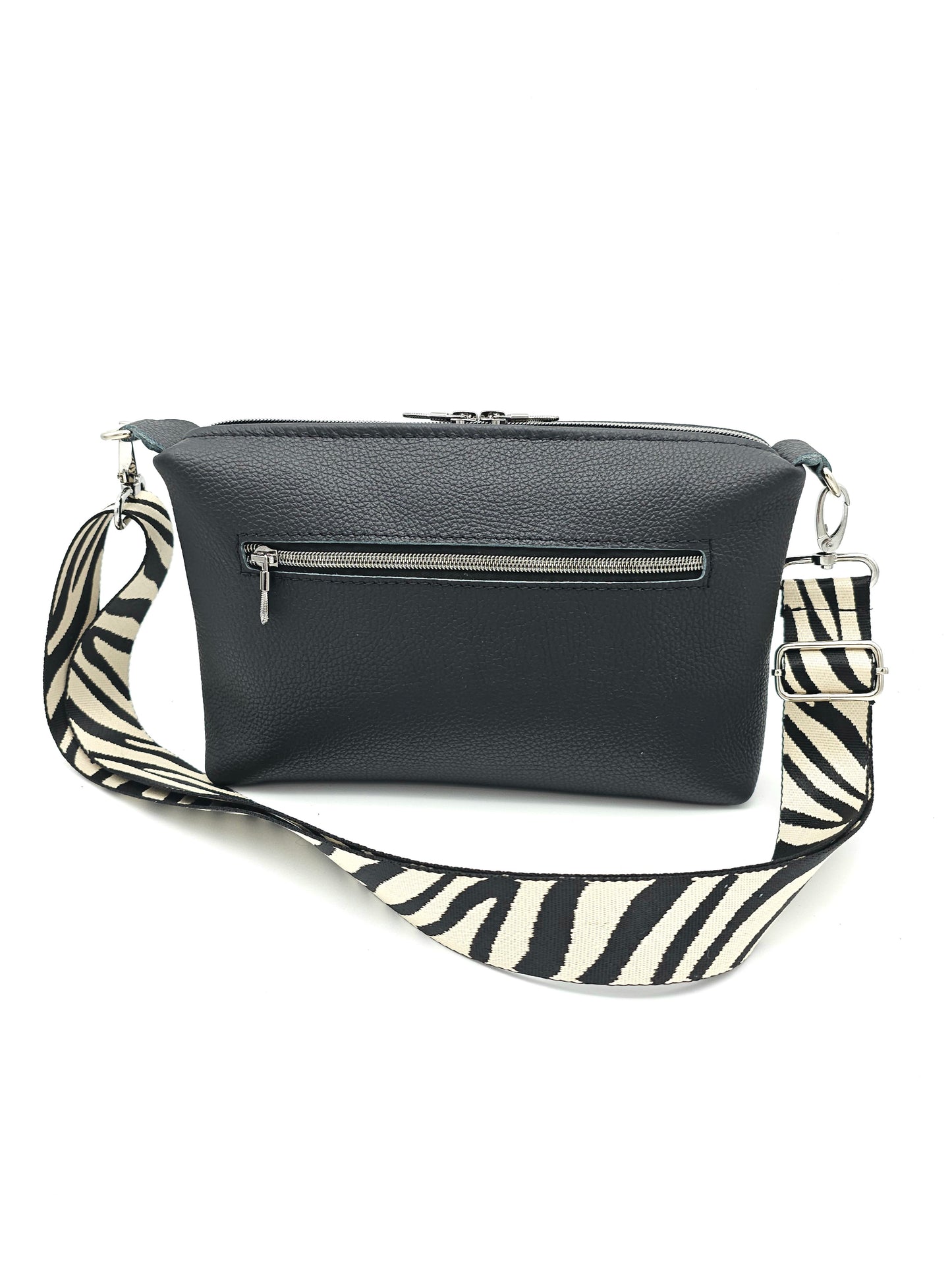 Lederhandtasche Anke in Schwarz / Zebra