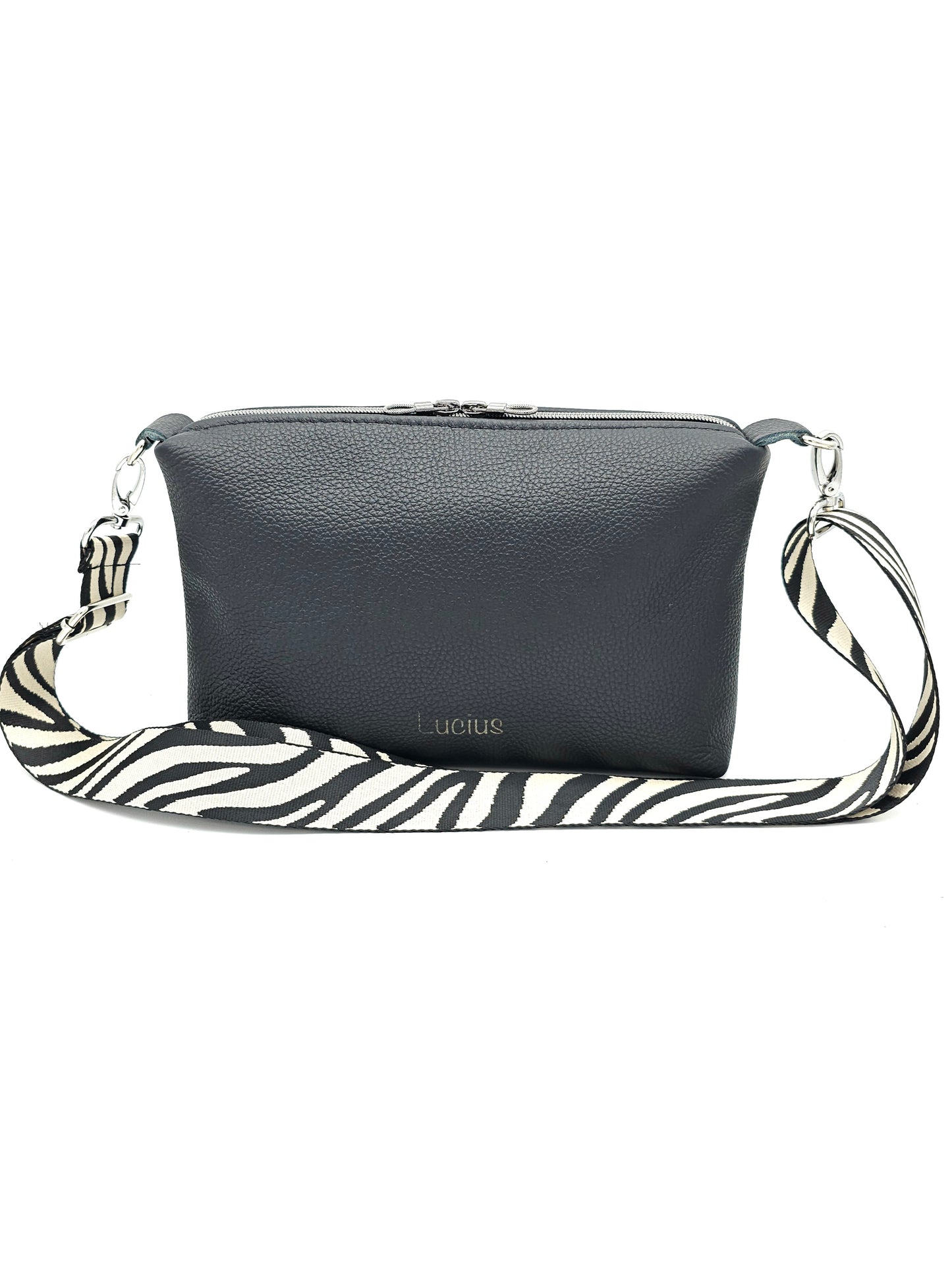 Lederhandtasche Anke in Schwarz / Zebra