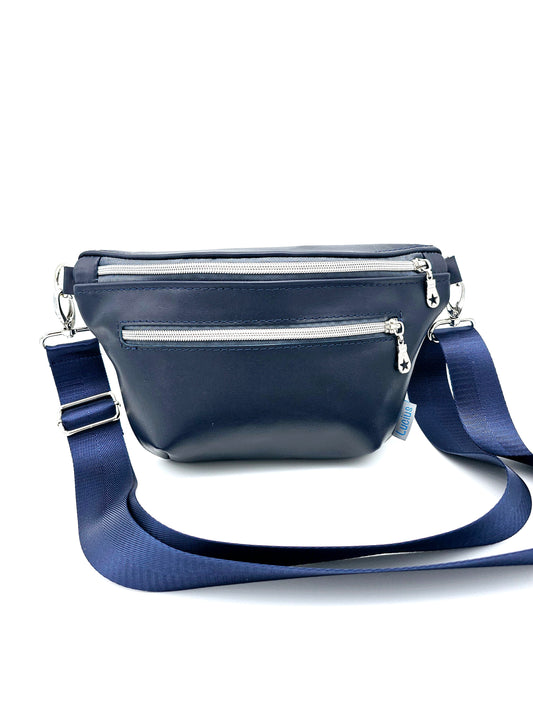 Ledertasche Clivia, glatt, Blau, von vorne