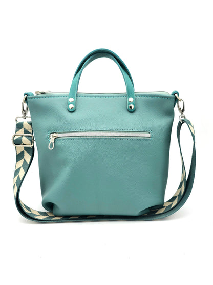 Totebag Katja in Minttürkis/ Petrol, Foto Rückseite 