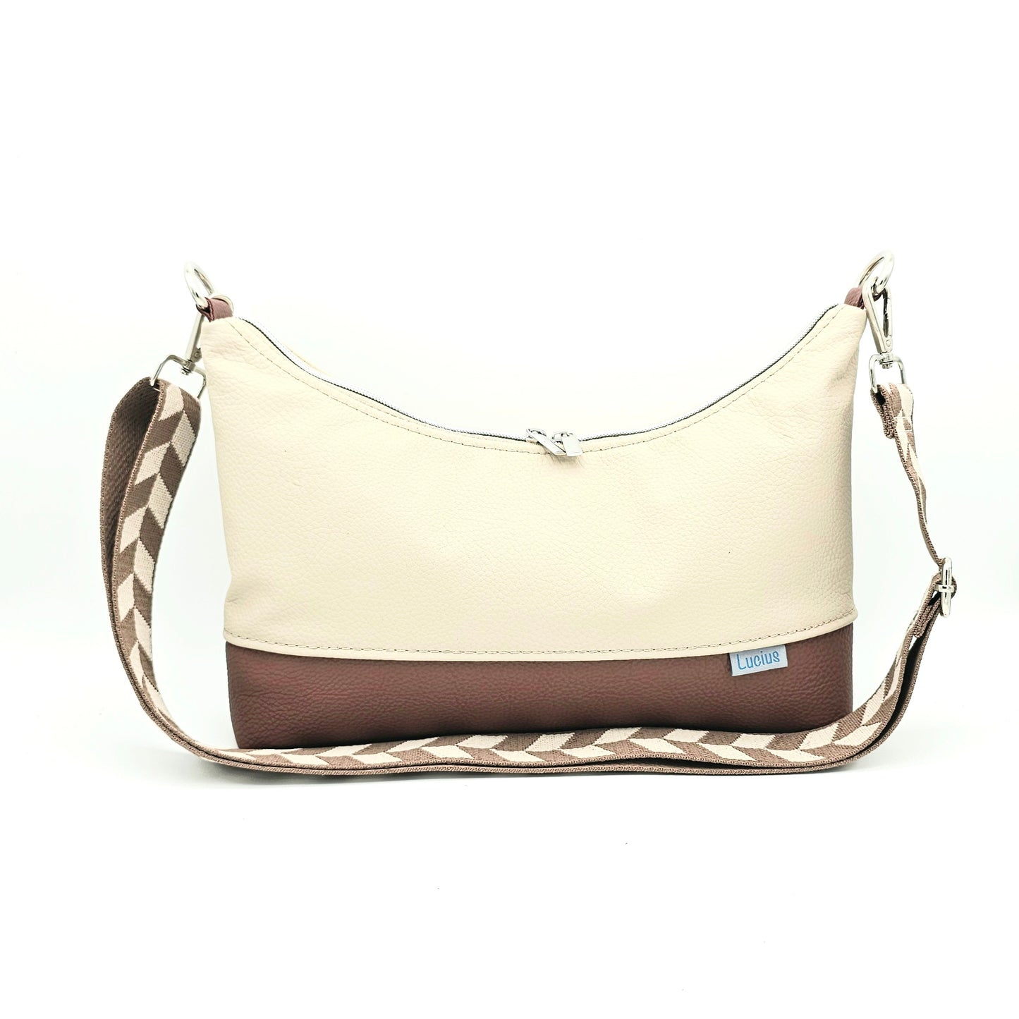 Ledertasche Levka, creme/cognac, von vorne