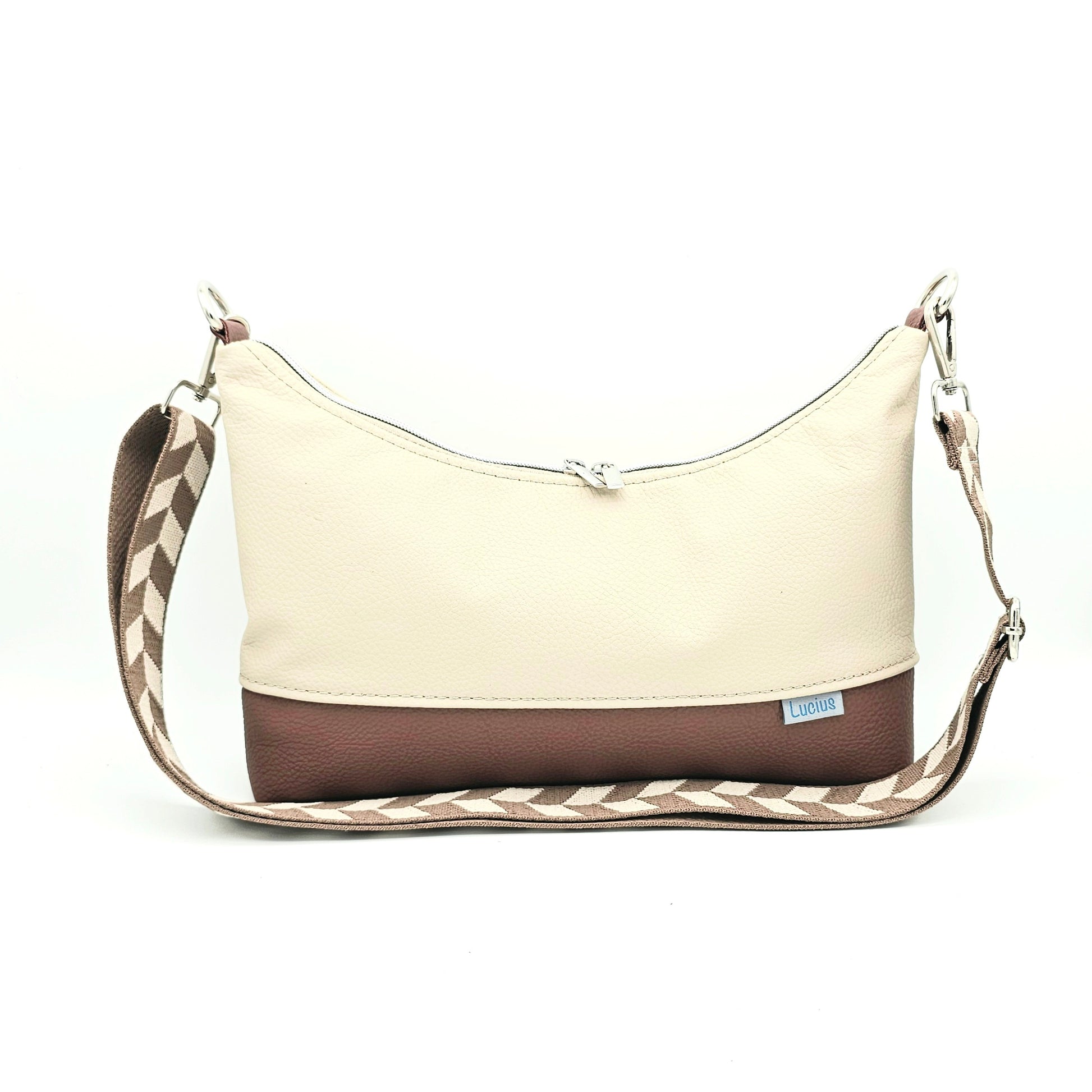 Ledertasche Levka, creme/cognac, von vorne