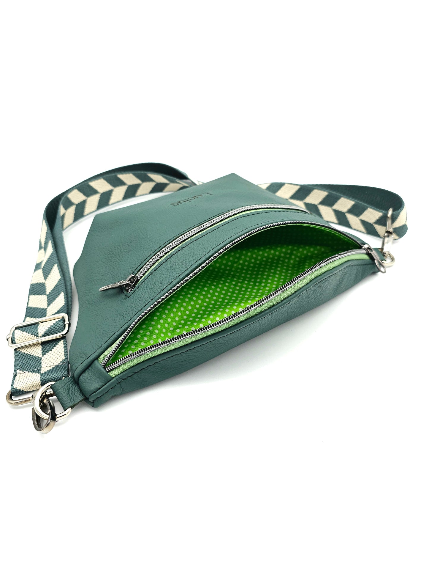 Crossbody Bag Big Clivia Dunkelgrün & schwarz metallic