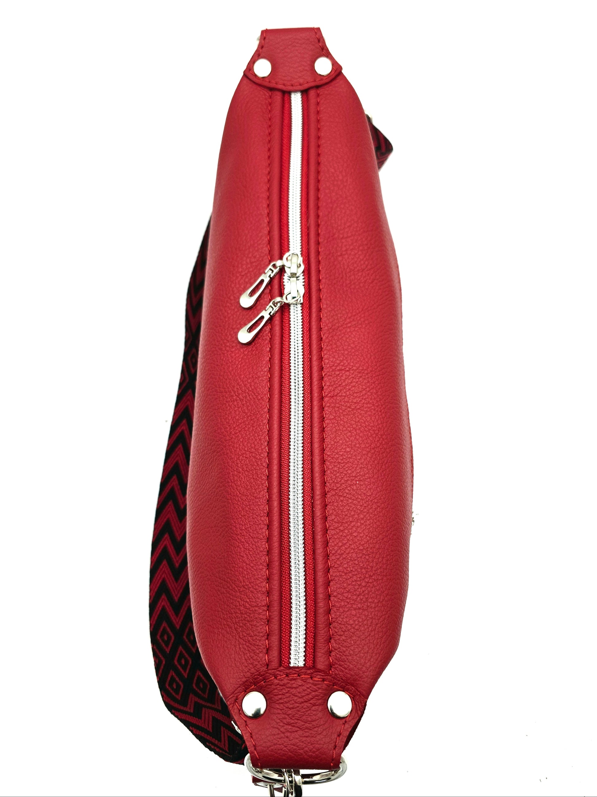 Draufsicht Ledertasche Petra in Rot 