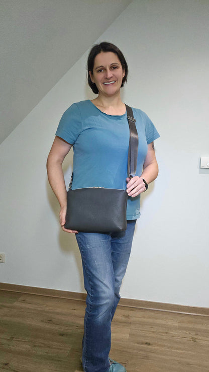 Lederhandtasche Anke in Dunkelgrau