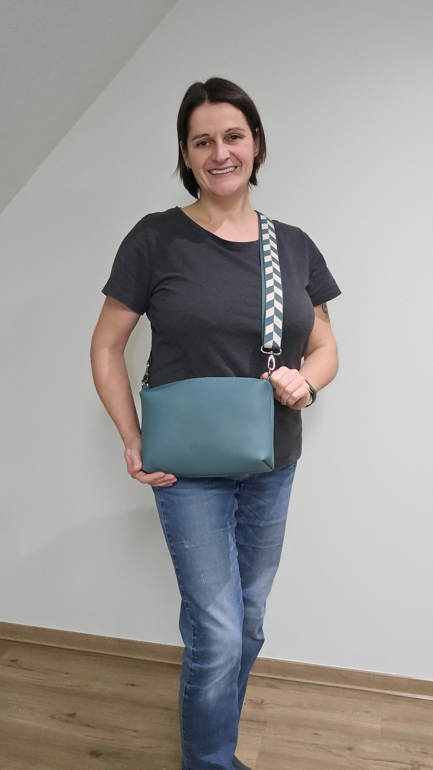 Lederhandtasche Anke in Minttürkis
