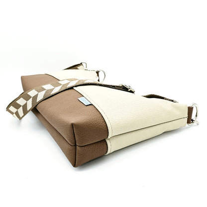 Ledertasche Levka, creme/cognac, von der Seite