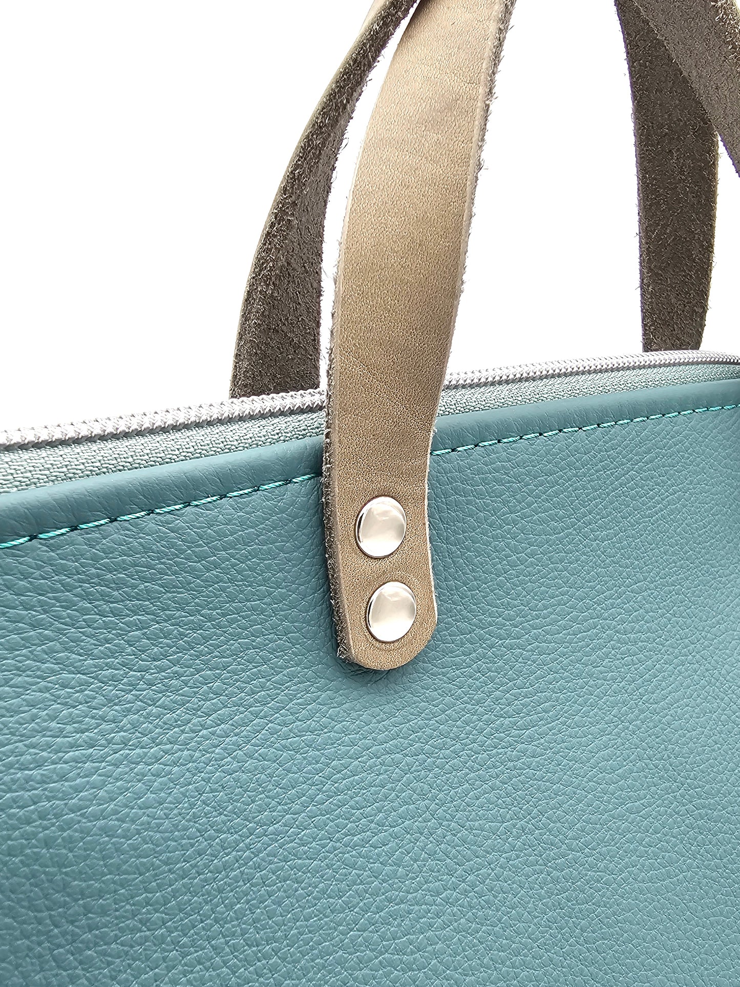 Totebag Katja in Minttürkis,  Details Tragegriffe