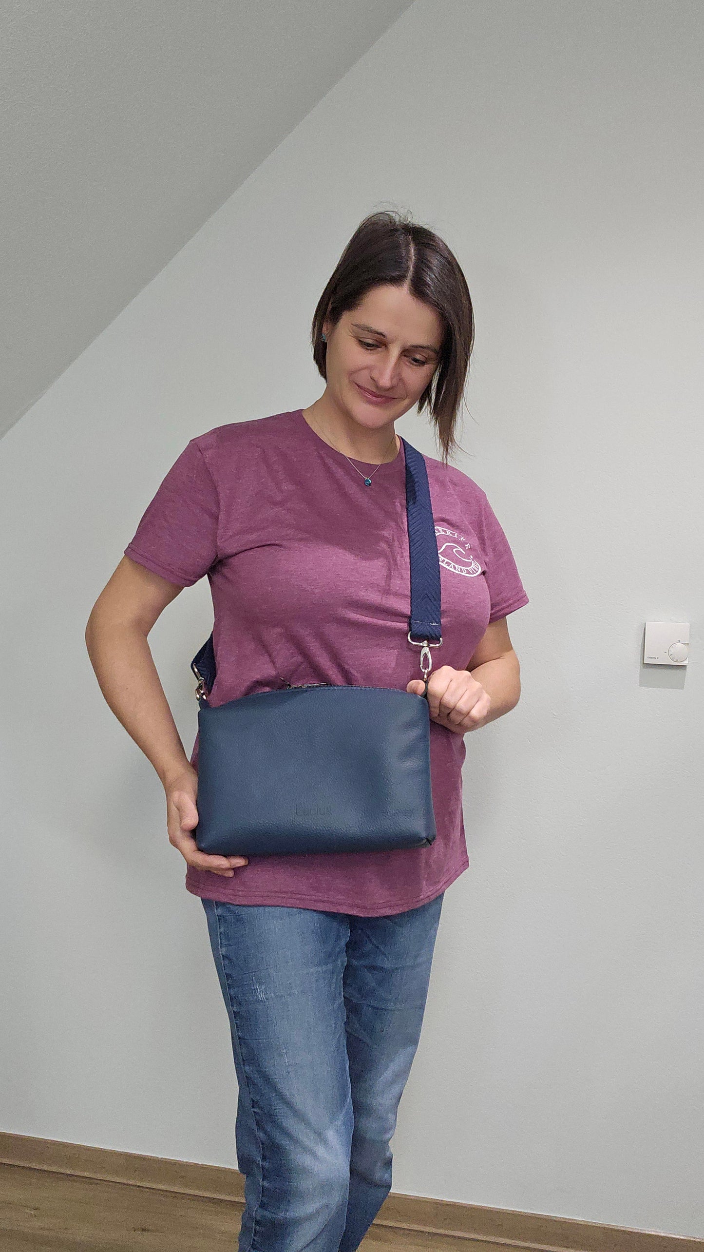 Lederhandtasche Anke in Dunkelblau