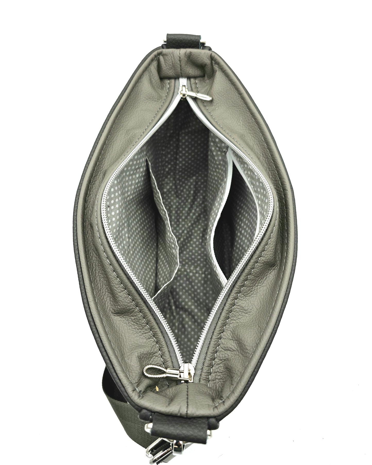 Innenansicht: Aufteilung der Ledertasche Sine
