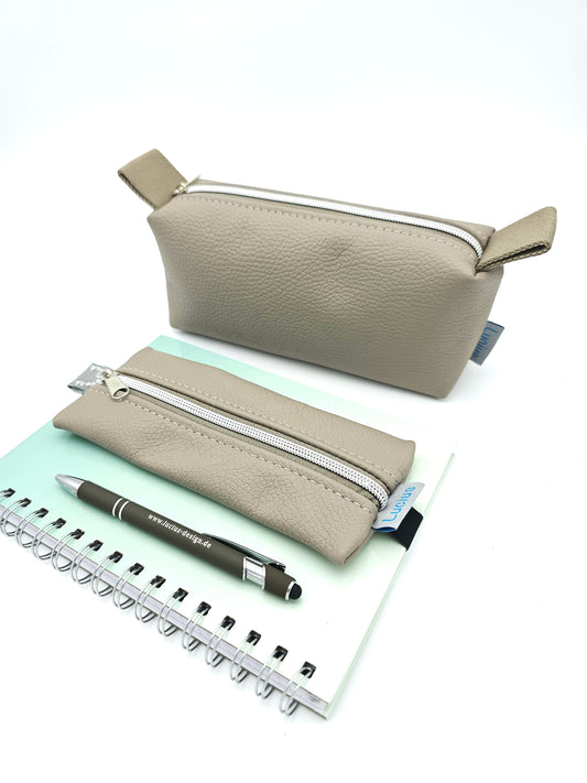 Set Stiftemäppchen & Schlampertasche in Cappuccino