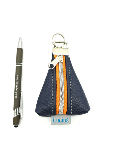 Schlüsselanhänger oder Taschenbaumler in Dunkelblau - Orange