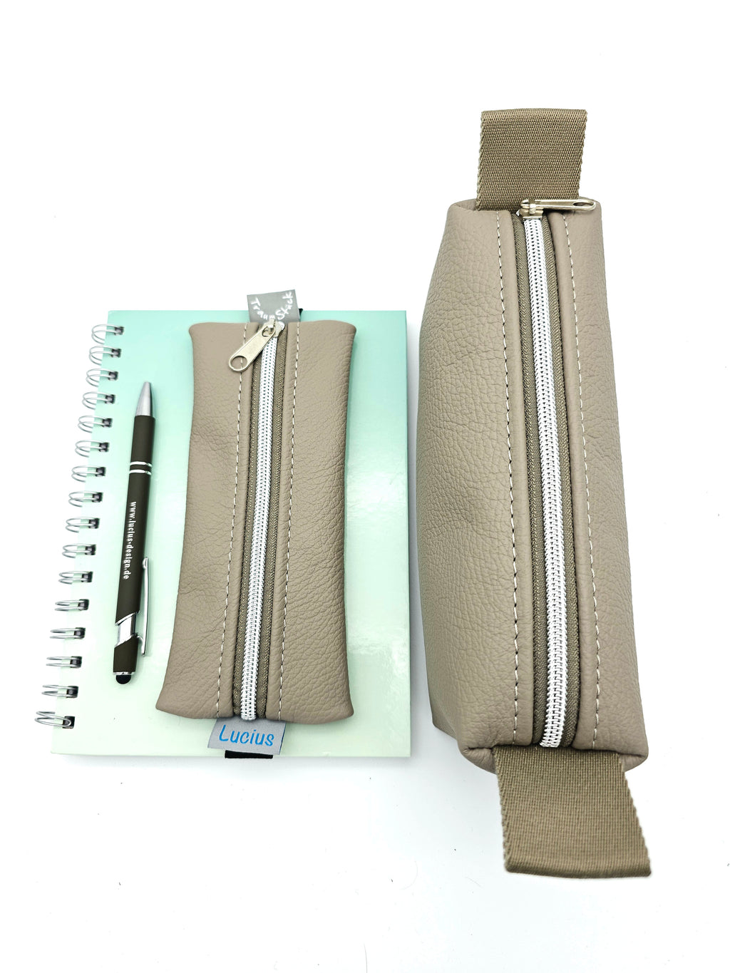 Set Stiftemäppchen & Schlampertasche in Cappuccino