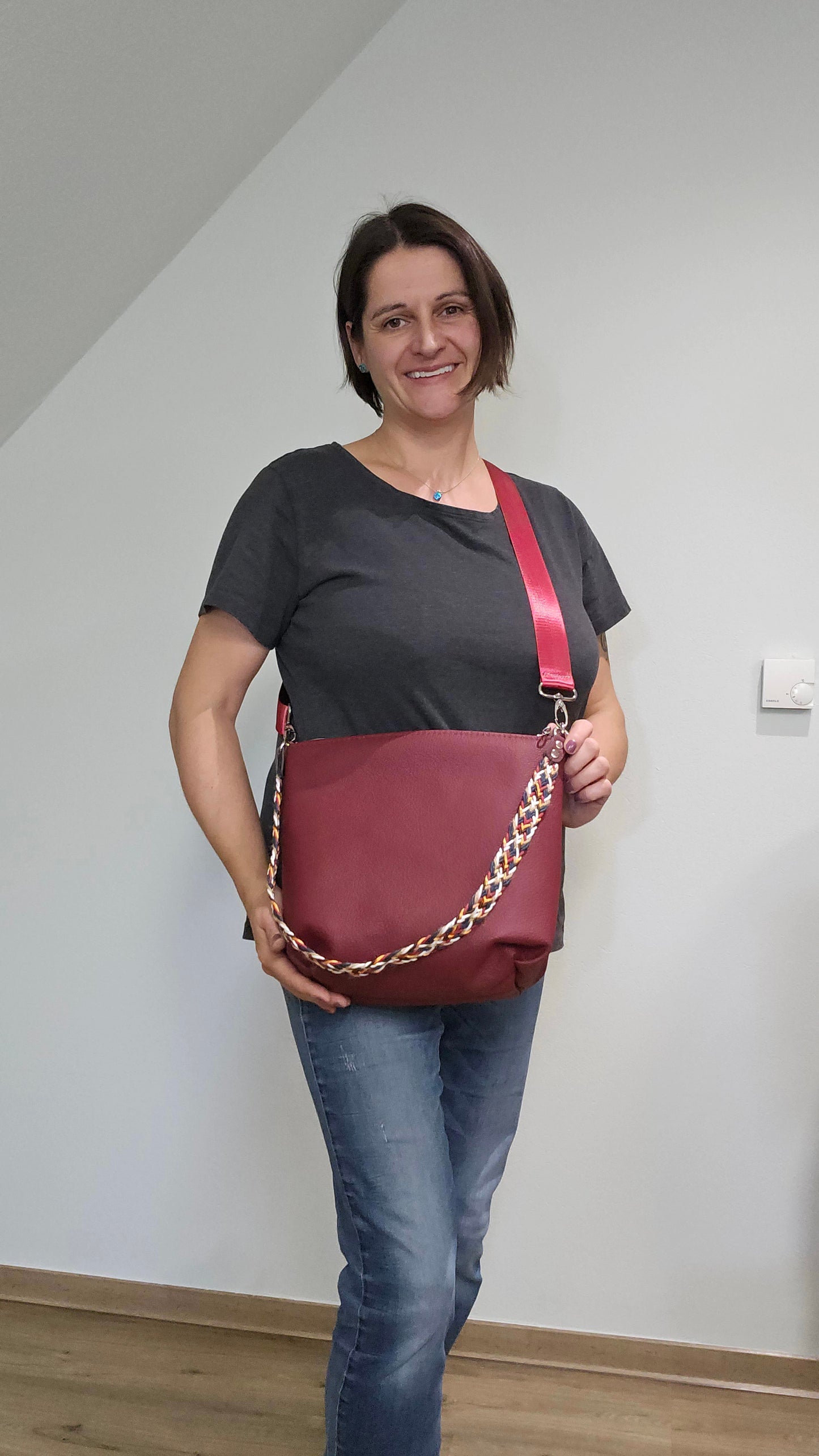 Totebag Katja in Weinrot / bunt