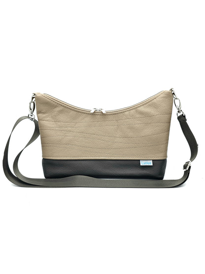 Hobobag Levka Cappuccino mit Grau, von vorne