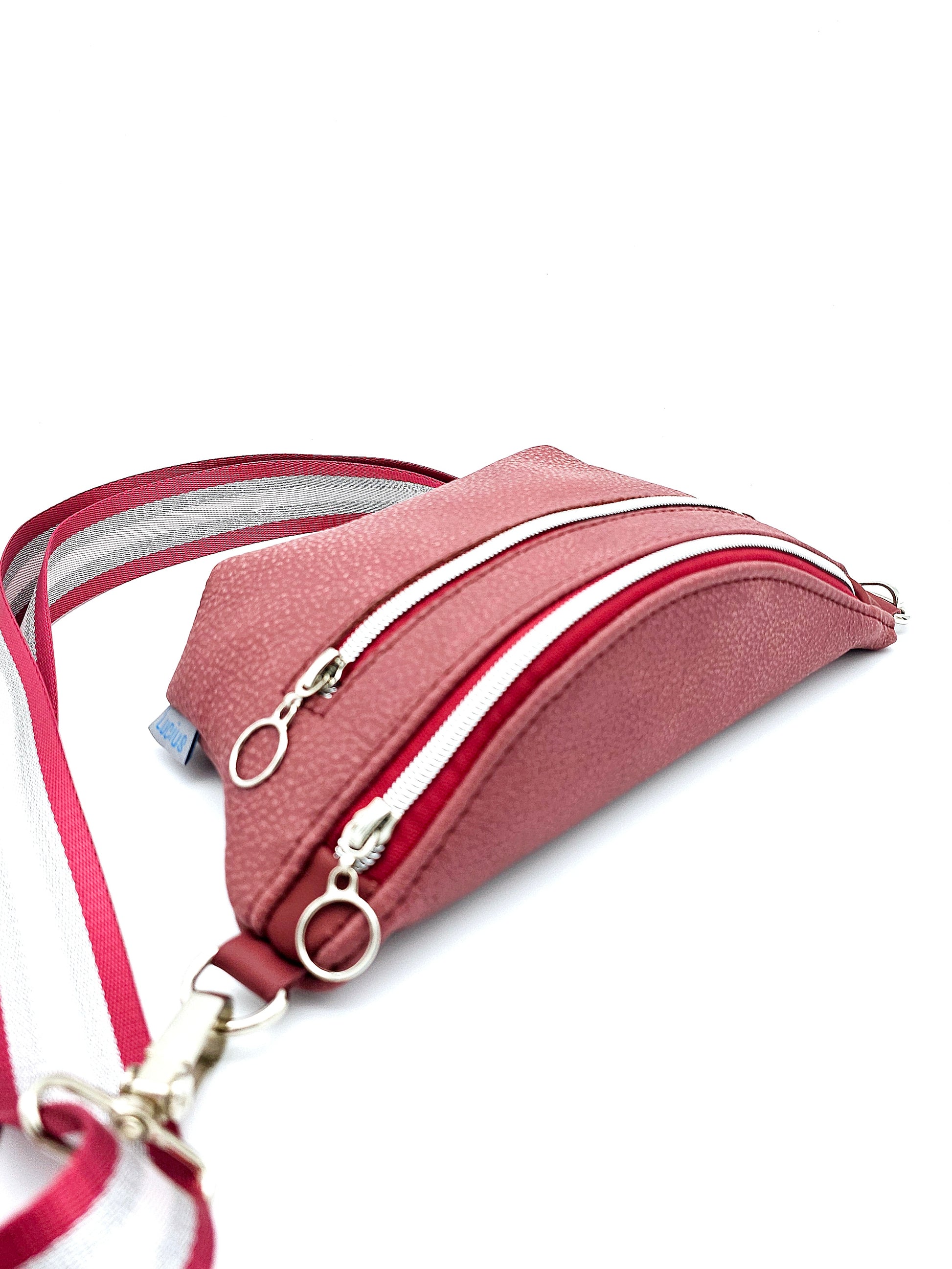 Ledertasche Clivia, nubuk rot, von oben