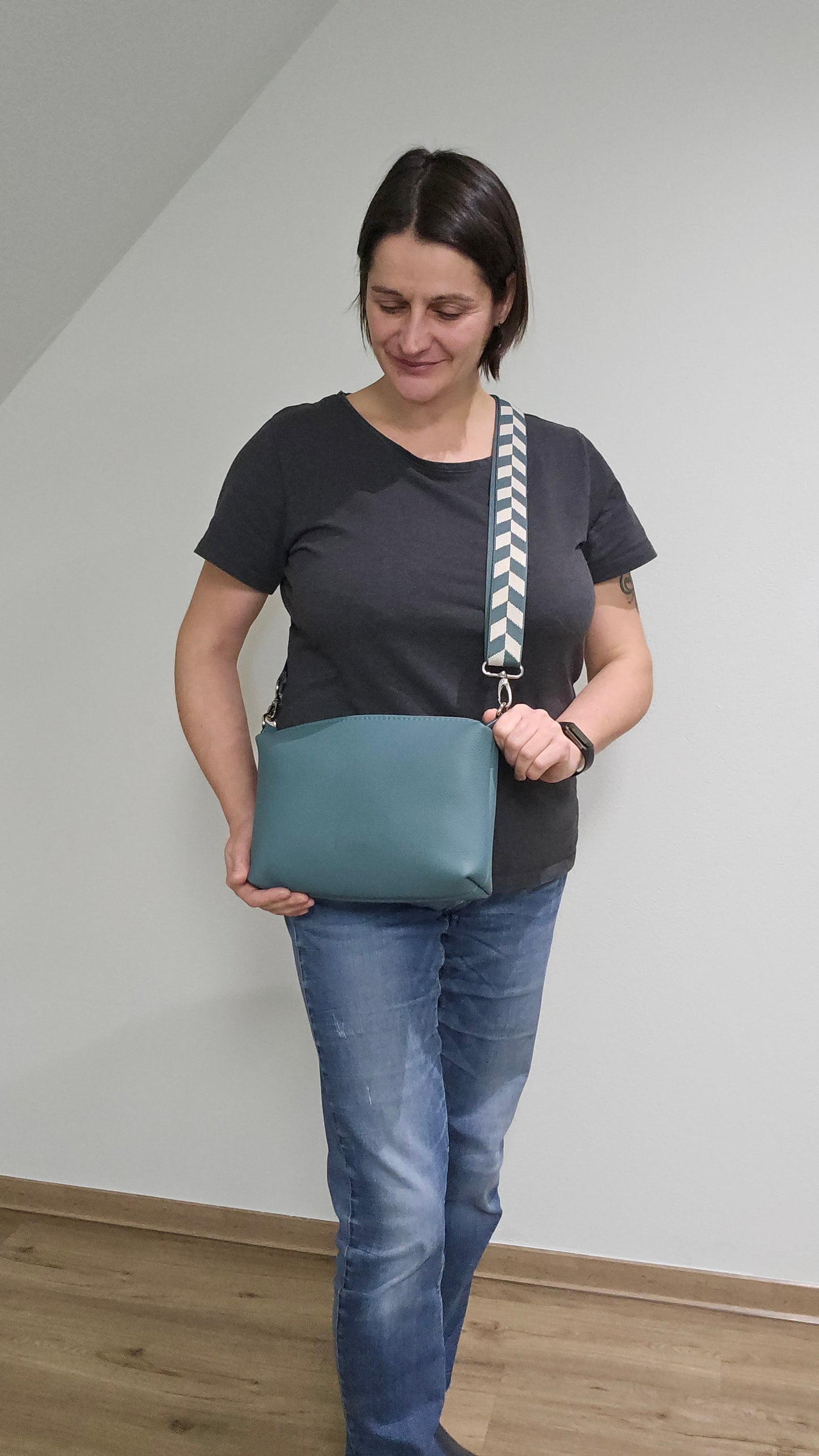 Lederhandtasche Anke in Minttürkis